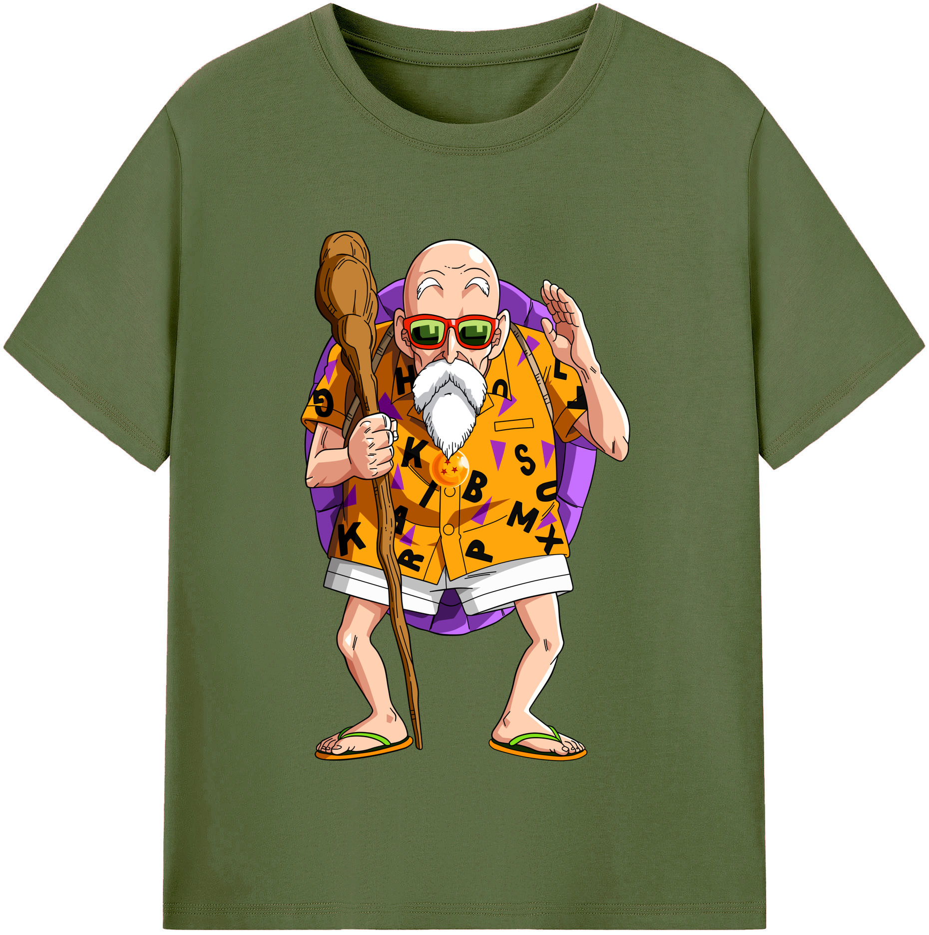 （画像用） ドラゴンボール 亀仙人（かめせんにん） DRAGON BALL Master Roshi Kame Sennin 綿100％半袖Tシャツ（フロントプリント）